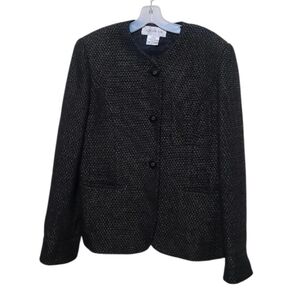 Jones New York Woolblend Suit Black With Gold Accents Blazer Jacket Size 12